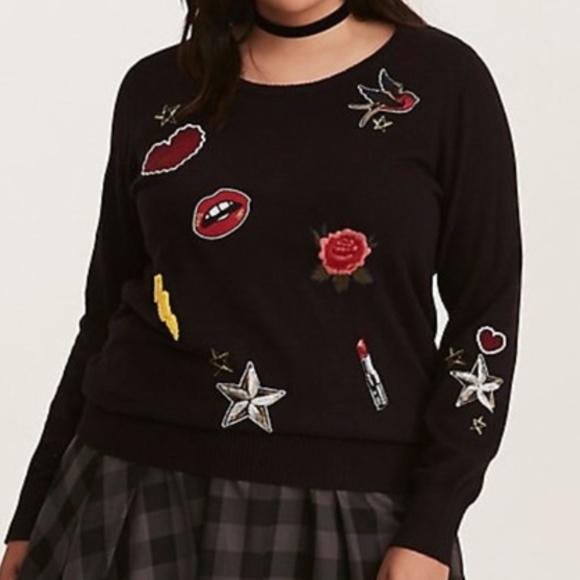 torrid Sweaters - Torrid Black Sweater Patches NEW
